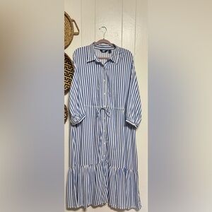 Women's Plus Size Rayon Shirred Midi Shirt Dress Size Large 14-16